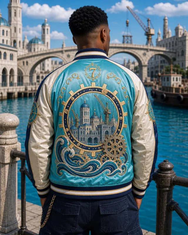 Water 7 Varsity Jacket, back view