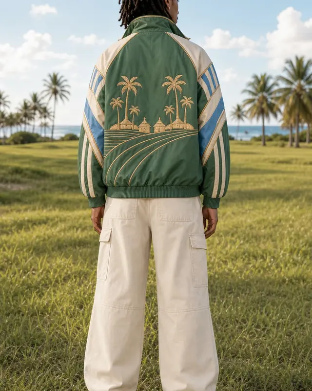Long Ring Long Land Pullover Jacket, back view