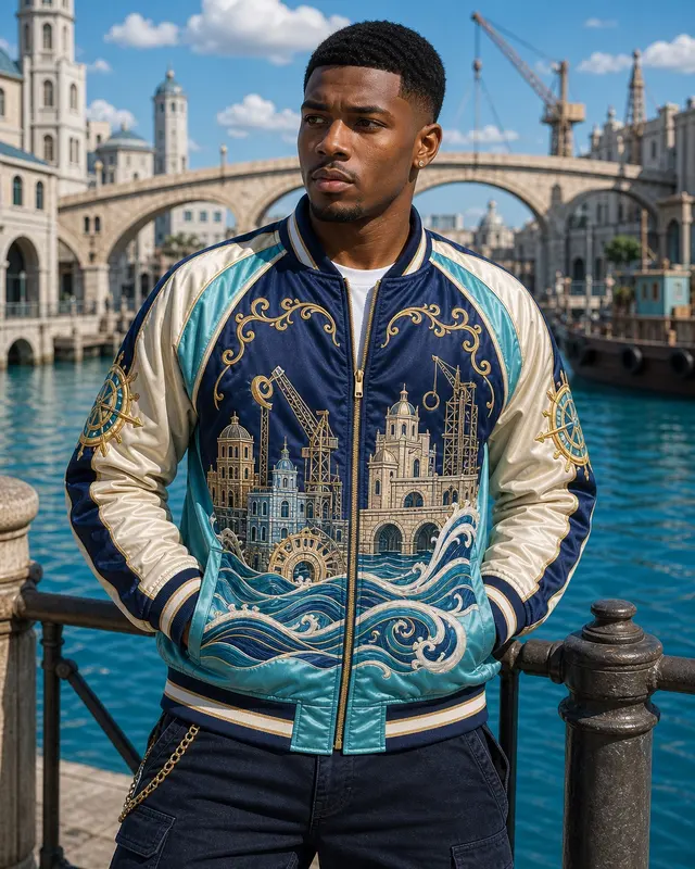 Water 7 Varsity Jacket front view thumbnail