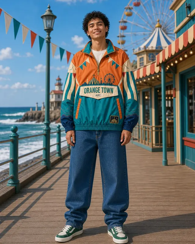 Orange Town Pullover Jacket front view thumbnail